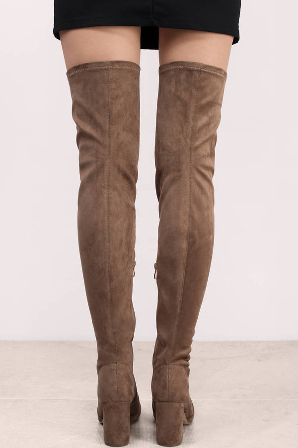 Taupe Boots - Zip Up Boots - Cute Over The Knee Boots - $36 | Tobi US