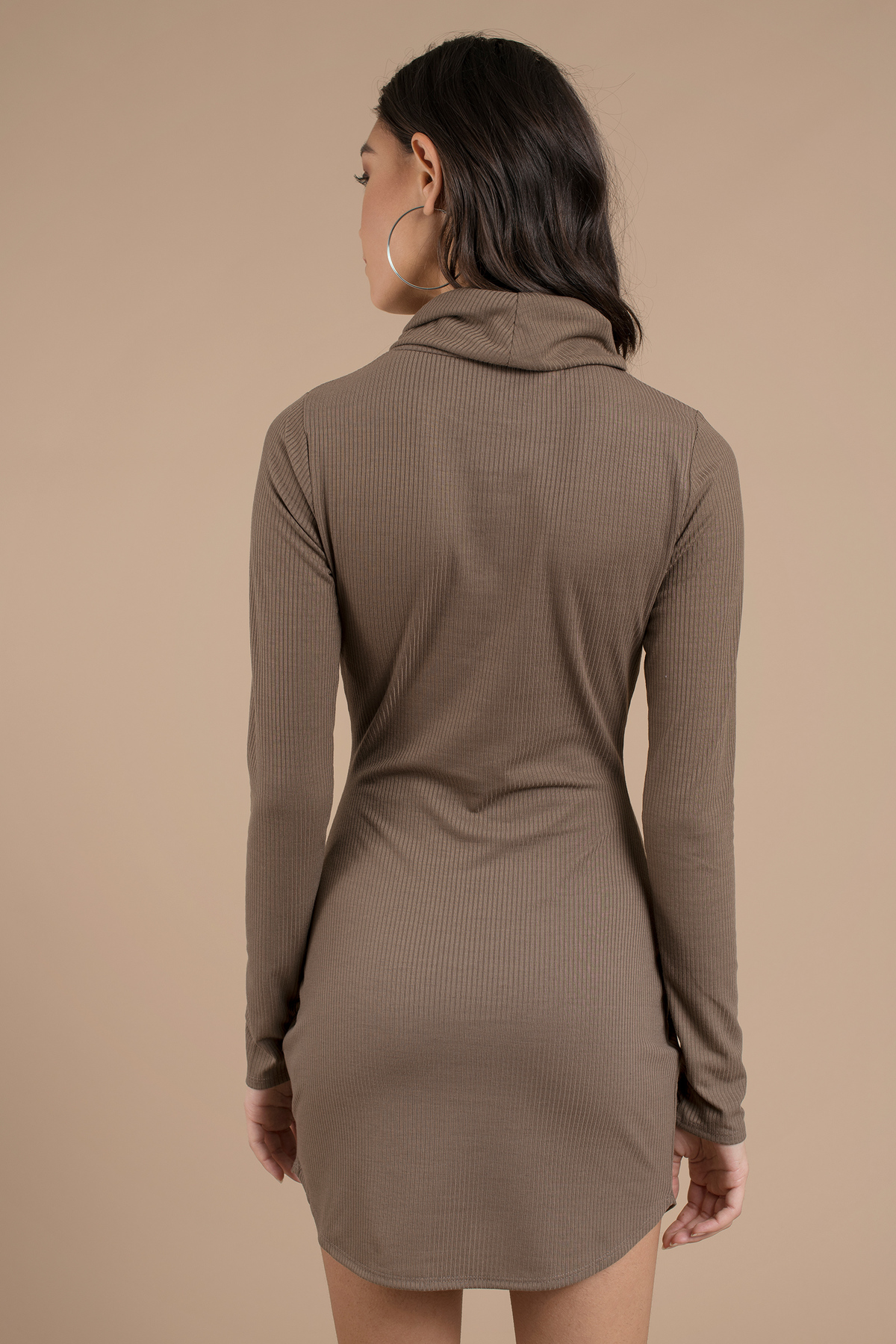 Judd Turtleneck Rib Knit Dress in Grey 58 Tobi US