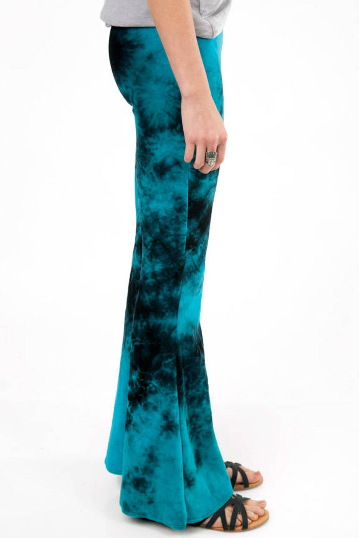 Tie Dye Bell Bottoms in Turquoise and Black - $44 | Tobi US