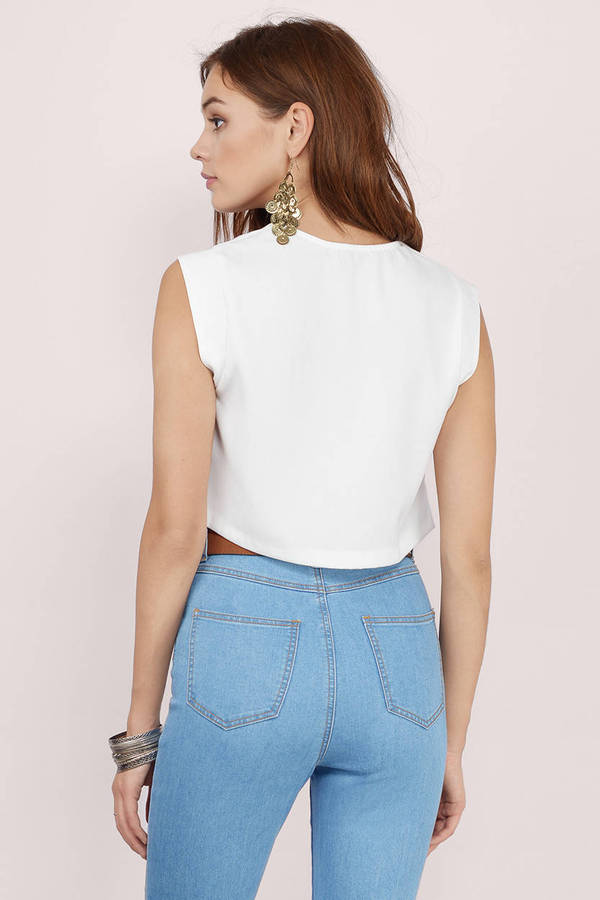 Bond Plunging Crop Top in White - $8 | Tobi US