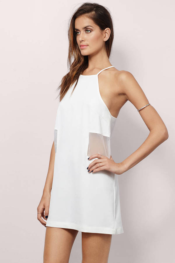 Cute White Shift Dress - Mesh Cut Out Dress - $16 | Tobi US