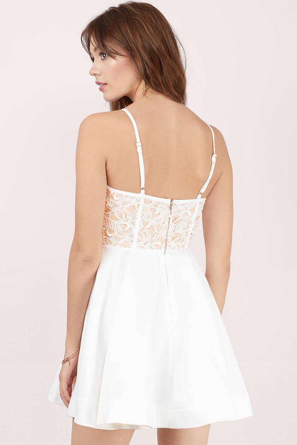 White Skater Dress - White Dress - Embroidered Dress - $25 | Tobi US