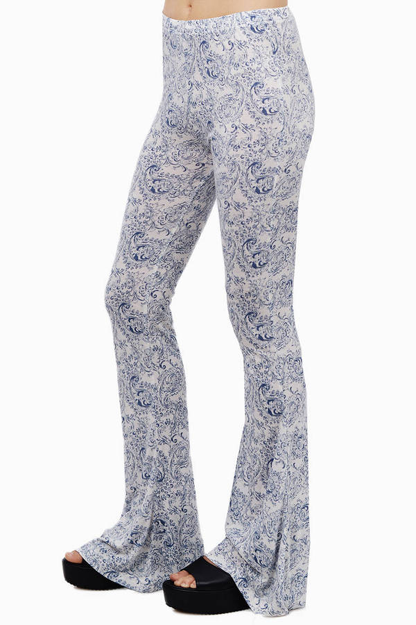 White Raga Pants - Paisley Pants - White Flared Pants - Bell Bottoms ...