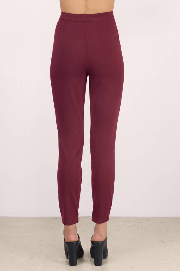 Wine Pants - Red Pants - High Waisted Pants - Red Cropped Pants - $17 ...