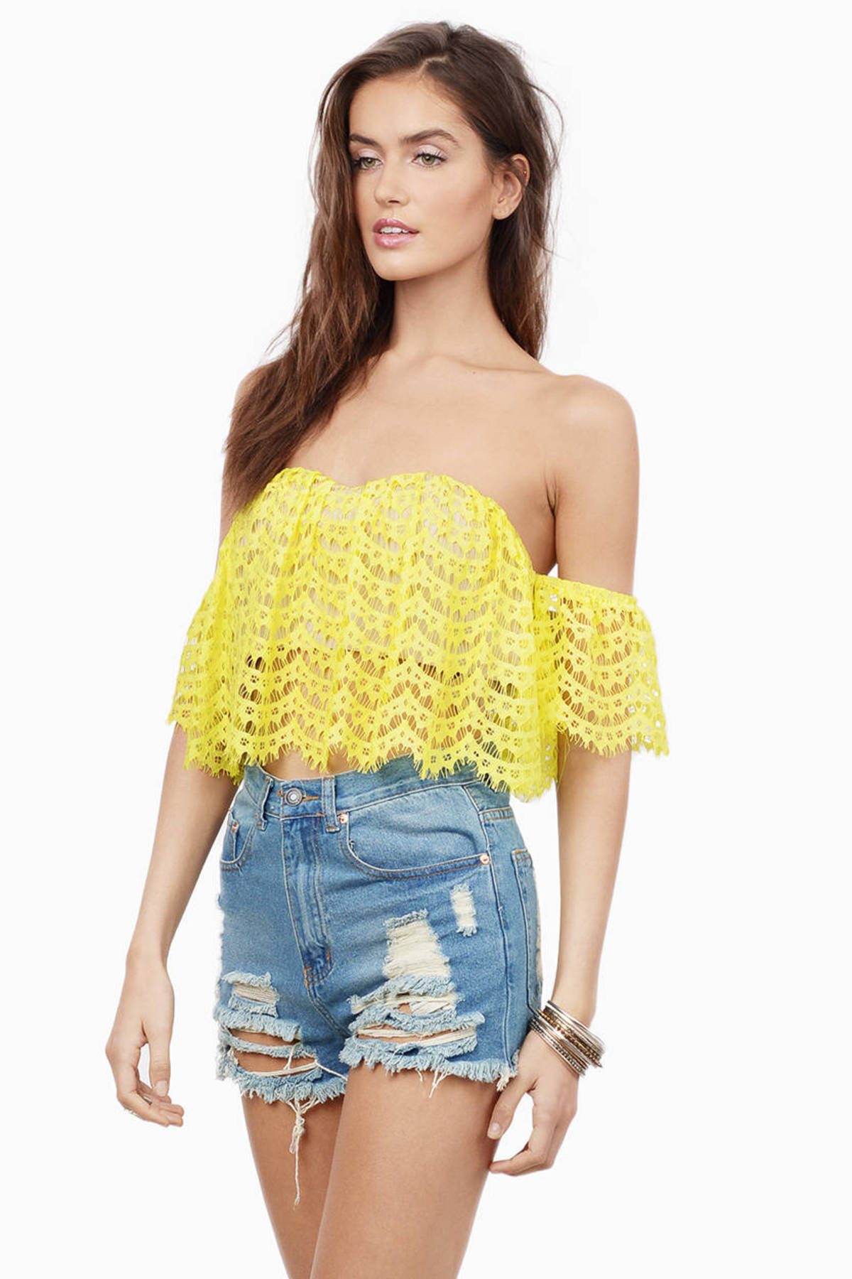 Yellow Crop Top - Crochet Crop Top - Off Shoulder Crop Top - Yellow Top ...