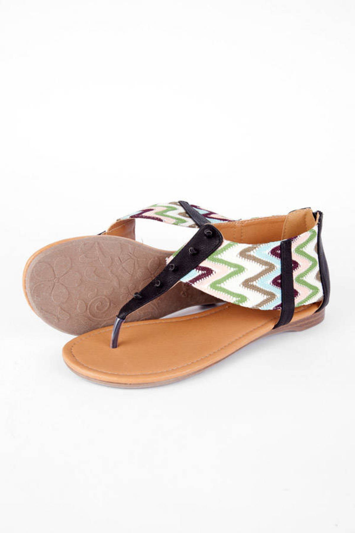 Agency Zig Zag Sandals in Black - $17 | Tobi US