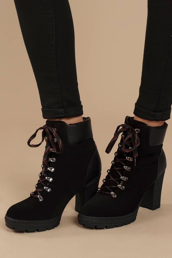 Black Ankle Booties - Cute Combat Boots 