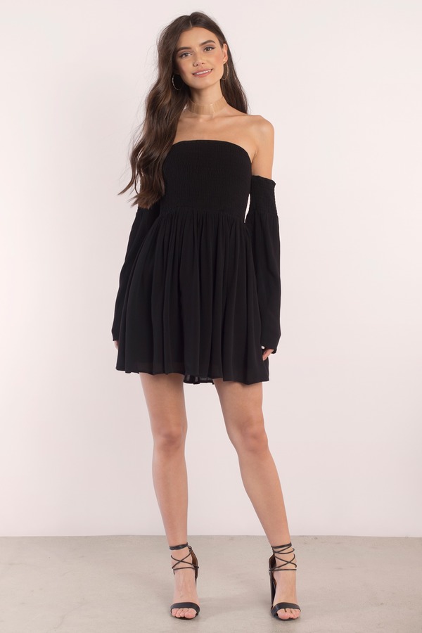 Cute Rose Skater Dress - Off Shoulder Dress - Skater Dress - $78 | Tobi US