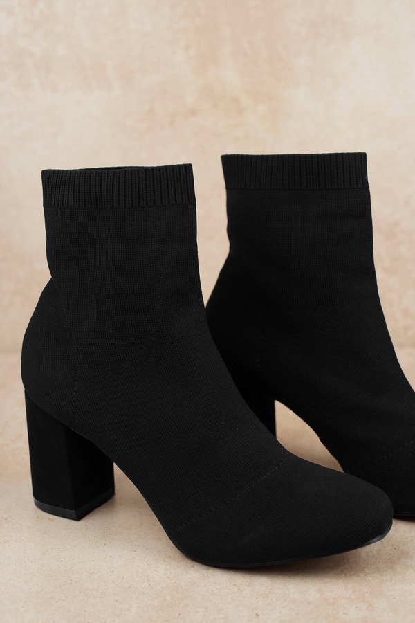 Erika Block Heel Sock Booties | Tobi