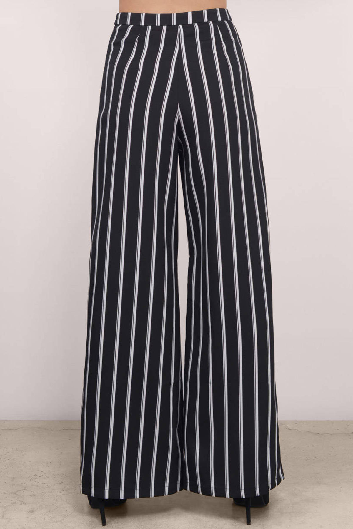 Fine Lines Wide Leg Pants in Black - $64 | Tobi US