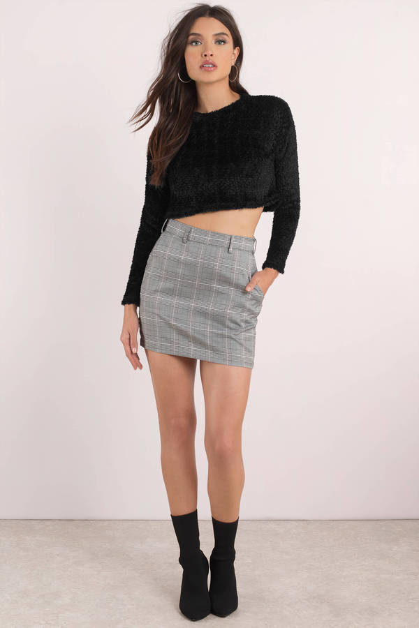 Sexy Black Sweater - Cropped Sweater - Fuzzy Black Sweater - $12 | Tobi US