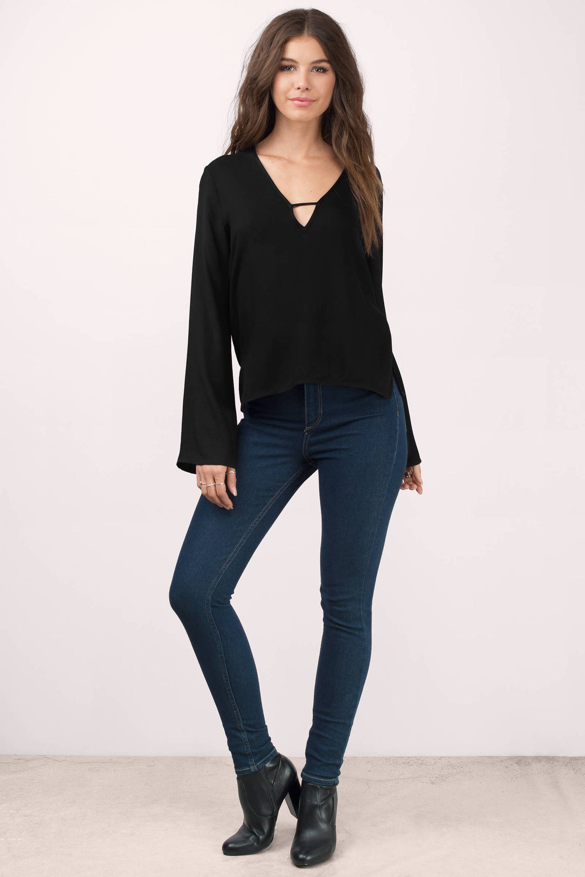 Jariel Plunging Blouse in Black - $42 | Tobi US