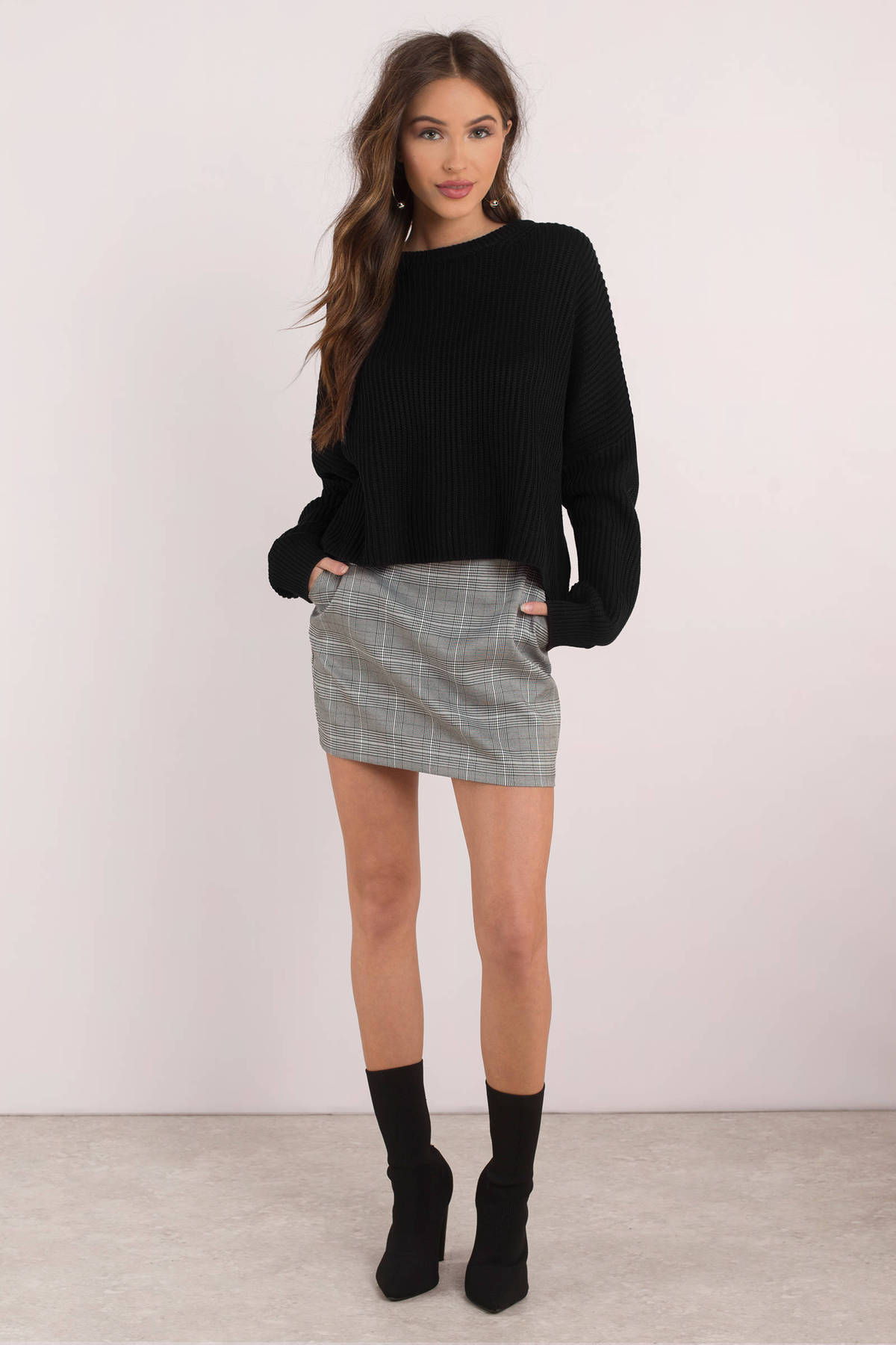 cropped black knit sweater