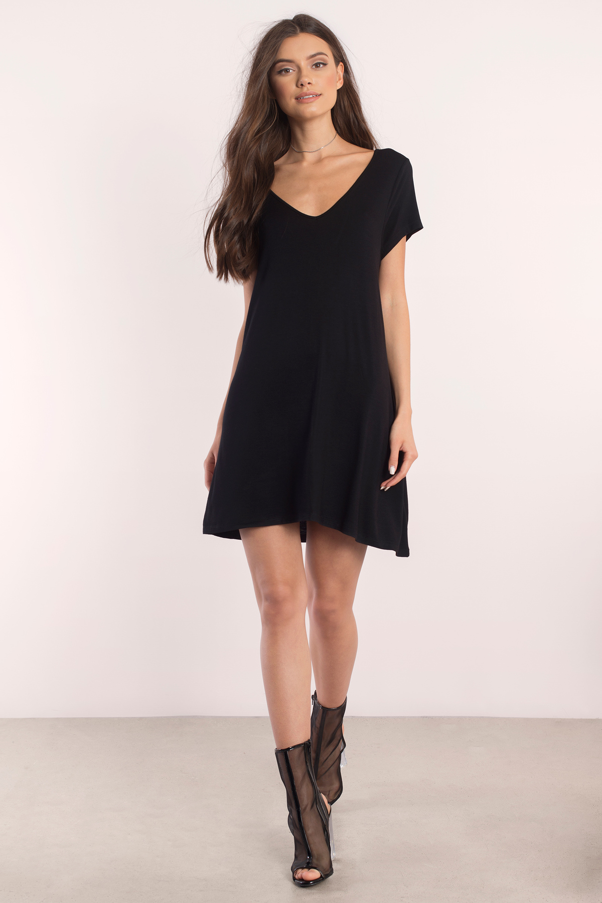 Black Shift Dress - V Neck Dress - Black Dress - Long Dress Shirt - $38 ...