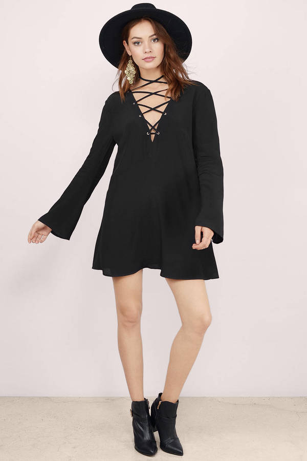 Cute Black Shift Dress - Long Sleeve Dress - Shift Dress - $23 | Tobi US