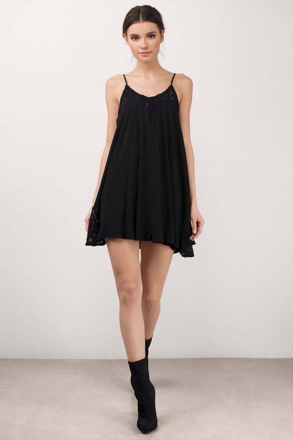 Cute Black Day Dress - Black Dress - Lace Dress - $16.00