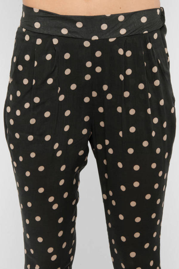 Polka Dot Pleated Pants in Black - $15 | Tobi US