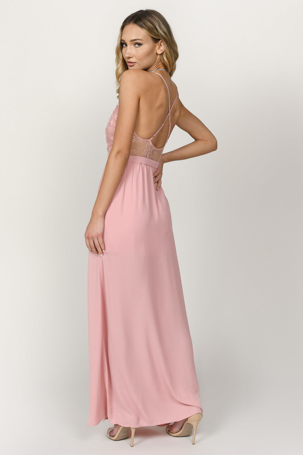 pink blush lace maxi dress