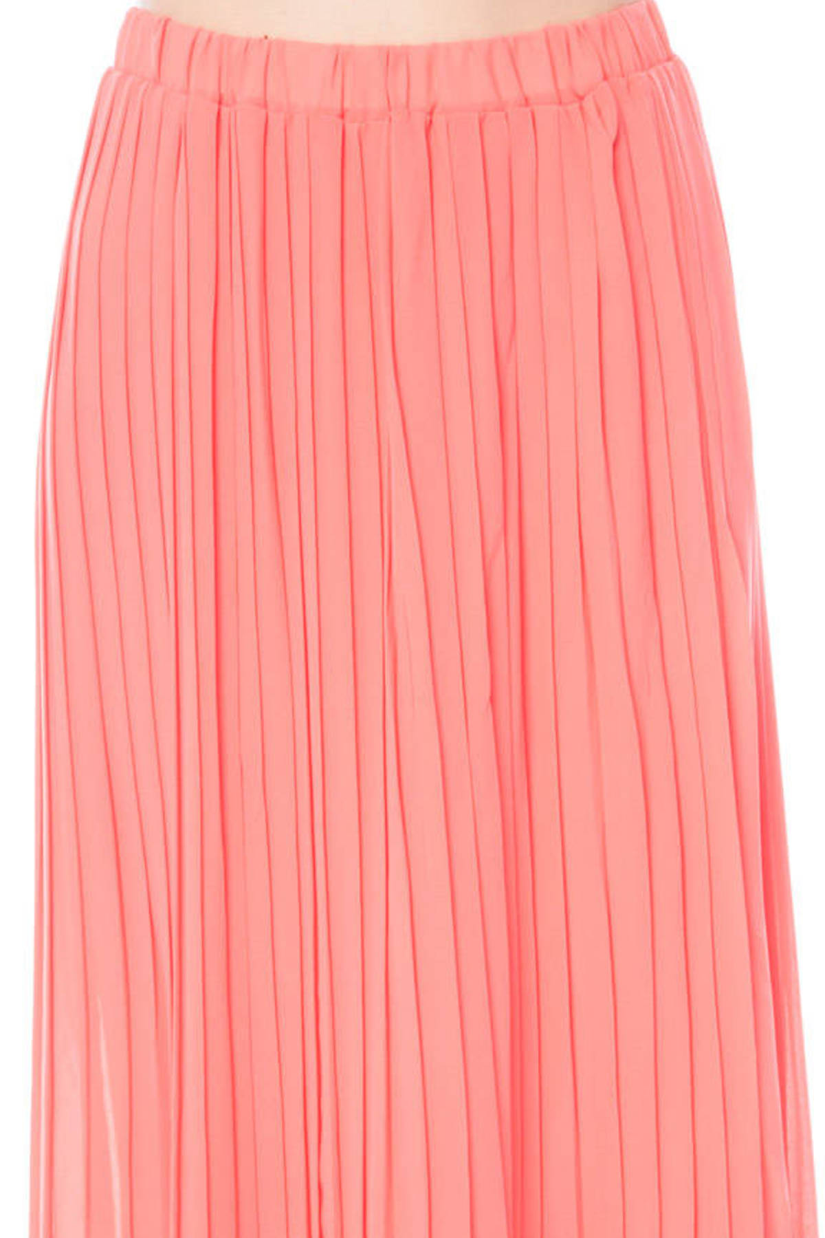 Long Pleated Chiffon Skirt in Coral - $13 | Tobi US