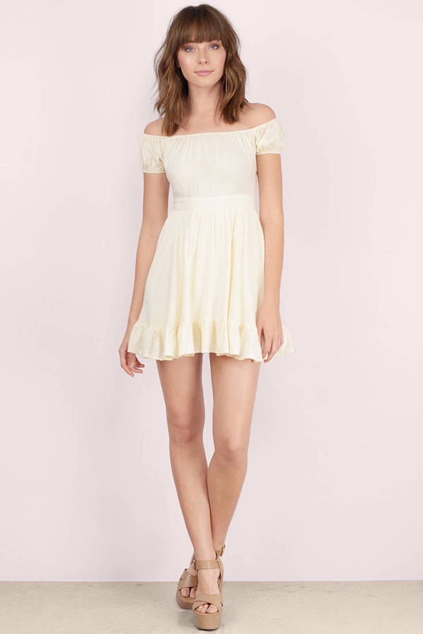 Cute Cream Skater Dress - Off Shoulder Dress - Skater Dress - $15 | Tobi US