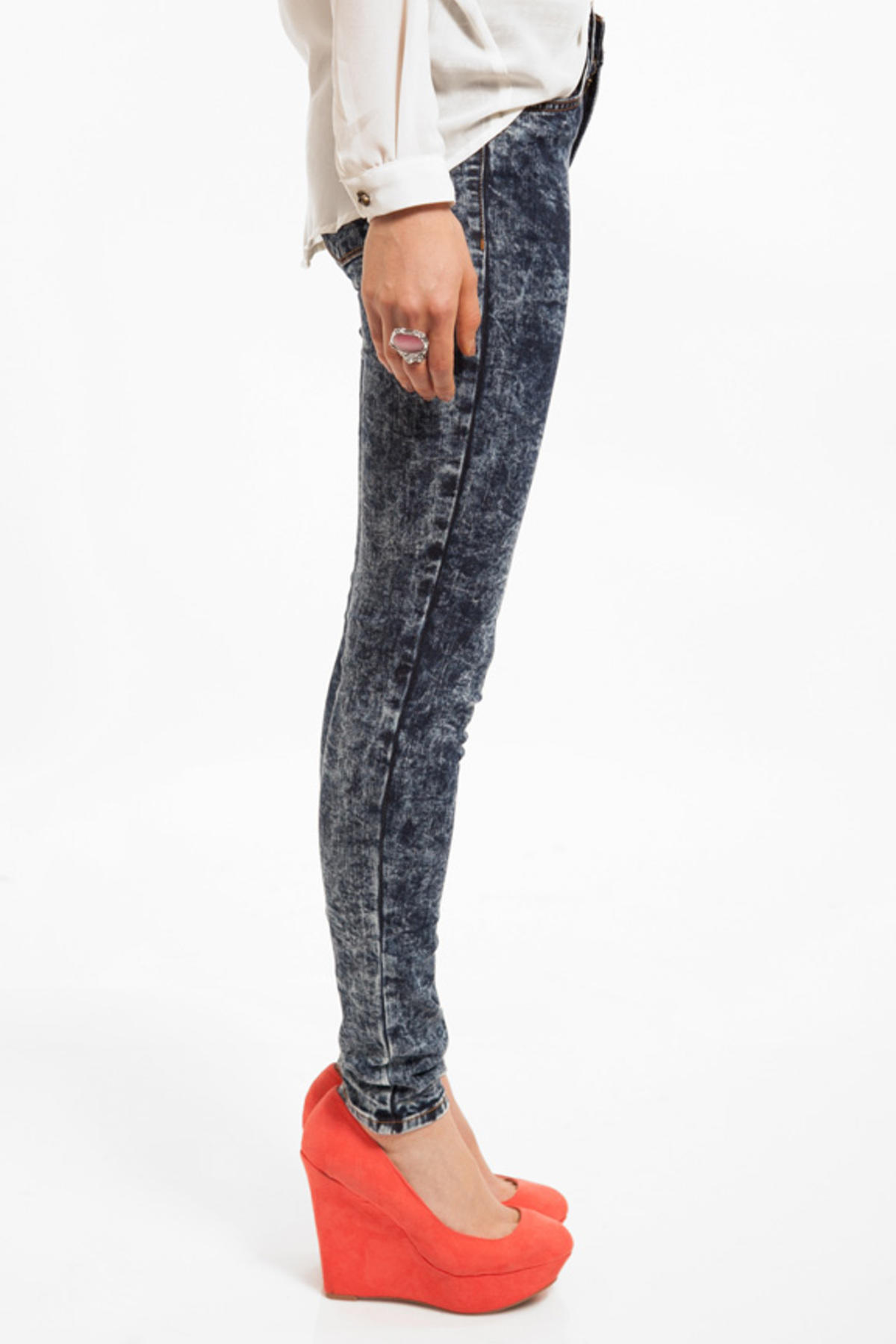 Acid Wash Skinny Jeans In Dark Wash 62 Tobi Us 6716