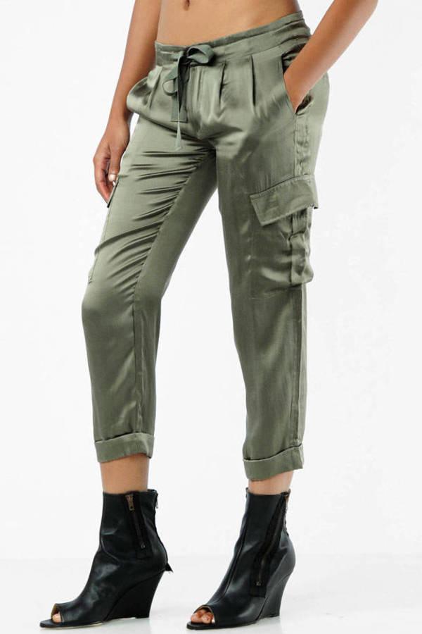 Green Joie Pants - Silk Cargo Pants - Green Utility Pants - $71 | Tobi US