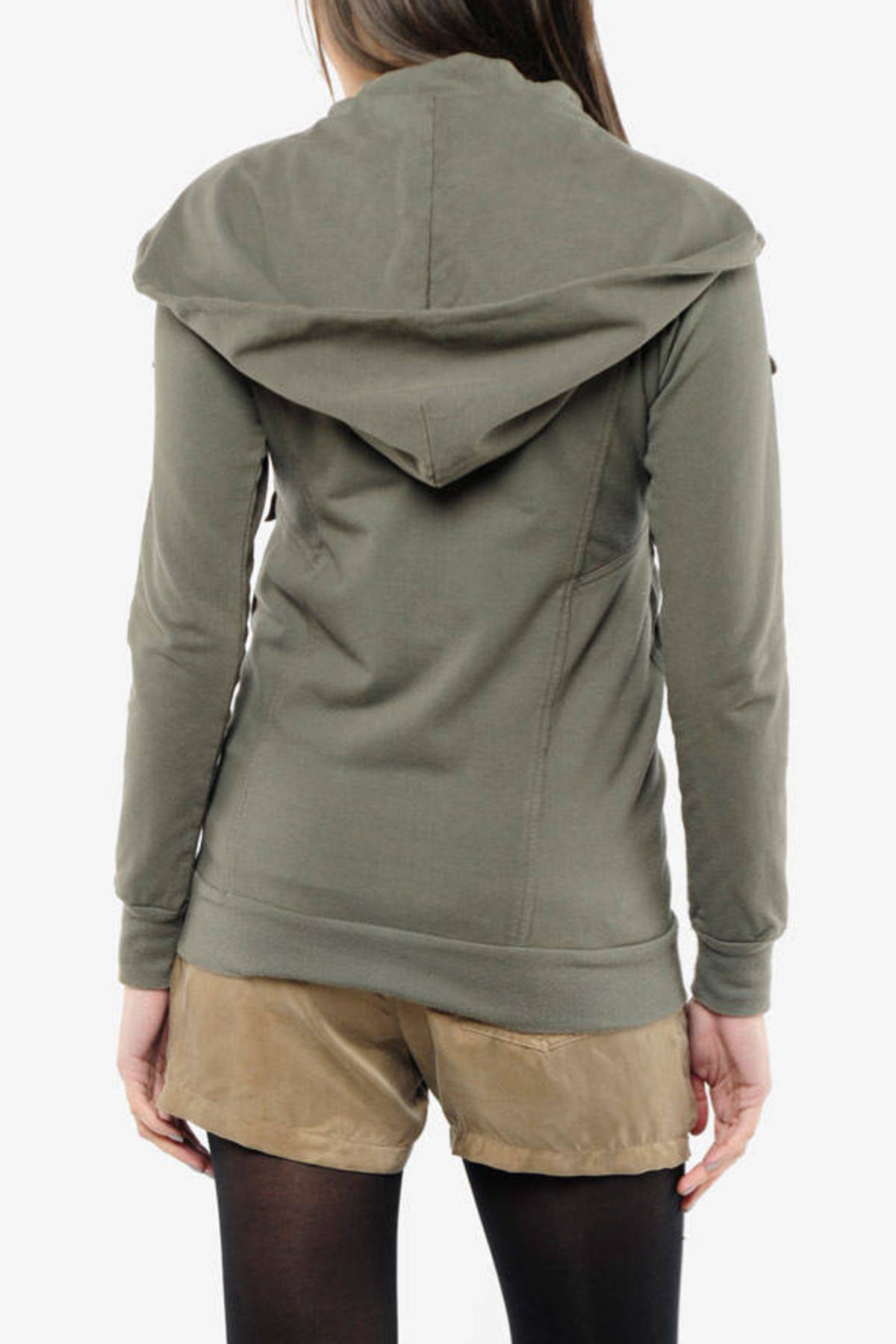 Fletcher Cargo Zip-Up Hoodie in Fatigue Green - $48 | Tobi US