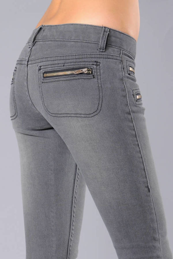 The Zip Junkie White Trash Skinny Jeans in Grey - $19 | Tobi US