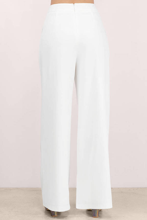 Trendy White Pants - High Waisted Pants - White Wide Leg Pants - $22 ...