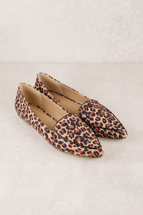 Tan Mia Shoes Flats - Leopard Print 