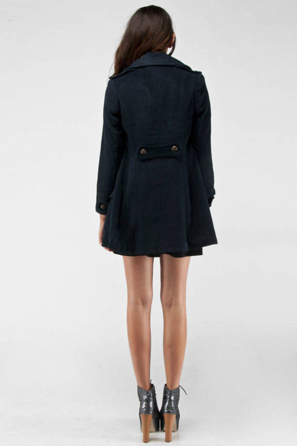 Silver Button Coat in Navy - $43 | Tobi US