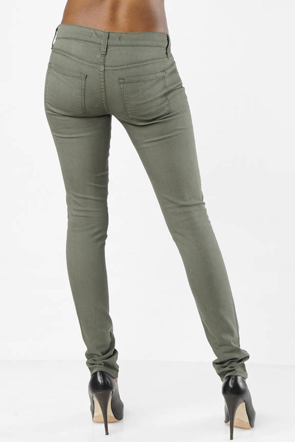 green skinny pants womens