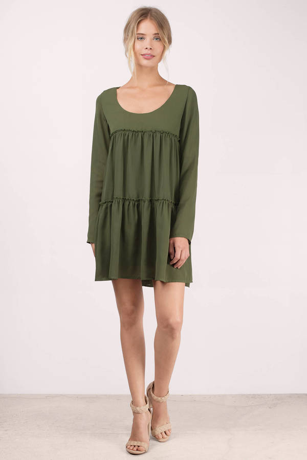 Cute Mint Dress - Long Sleeve Forest Green Dress - Shift Dress - $11 ...