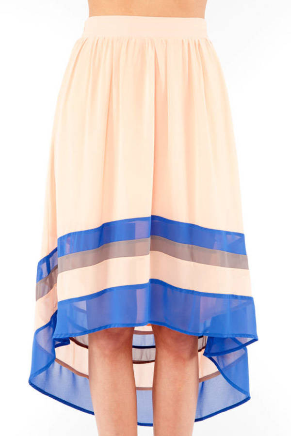 To Infinity Hi Low Skirt in Peach and Blue - $19 | Tobi US