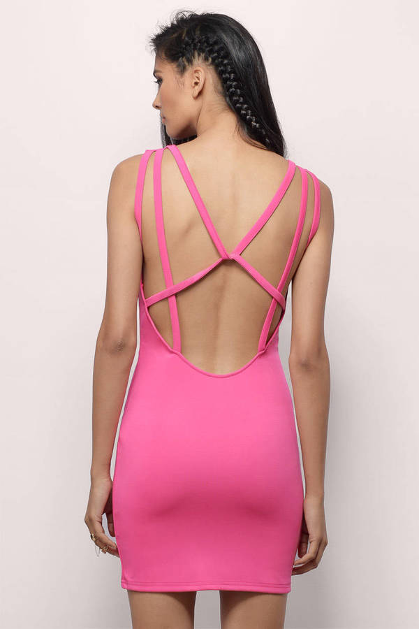 Sexy Pink Bodycon Dress Strappy Dress 12 Tobi Us 0767