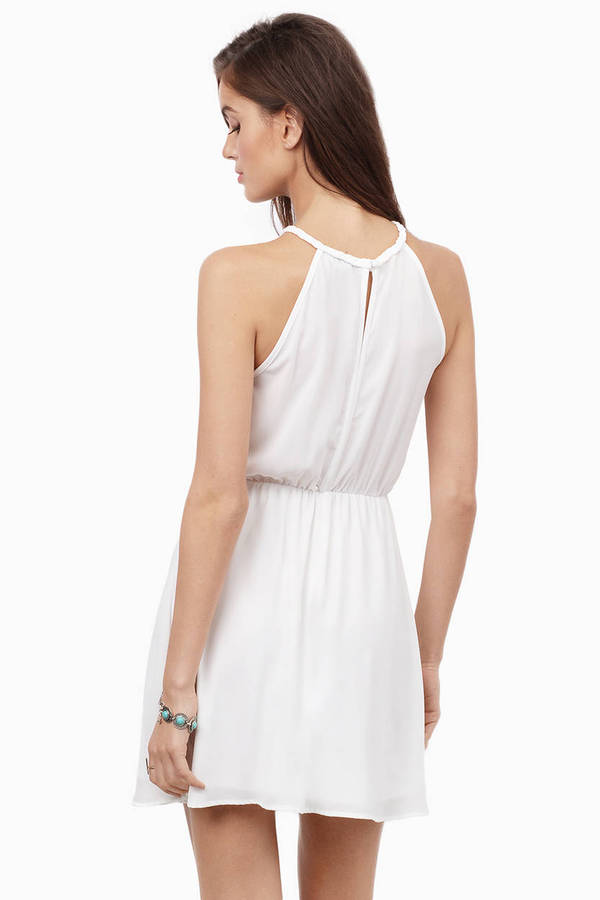 Heart Strings White Braided Neck Cinched Waist Dress - $16 | Tobi US
