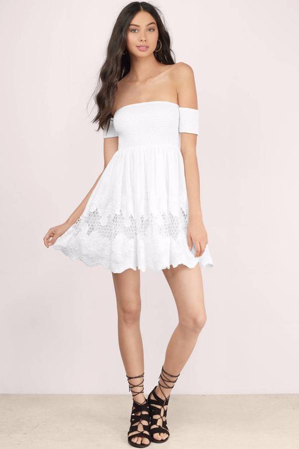 Cheap White Skater Dress - Off Shoulder Dress - Skater Dress - $32 ...