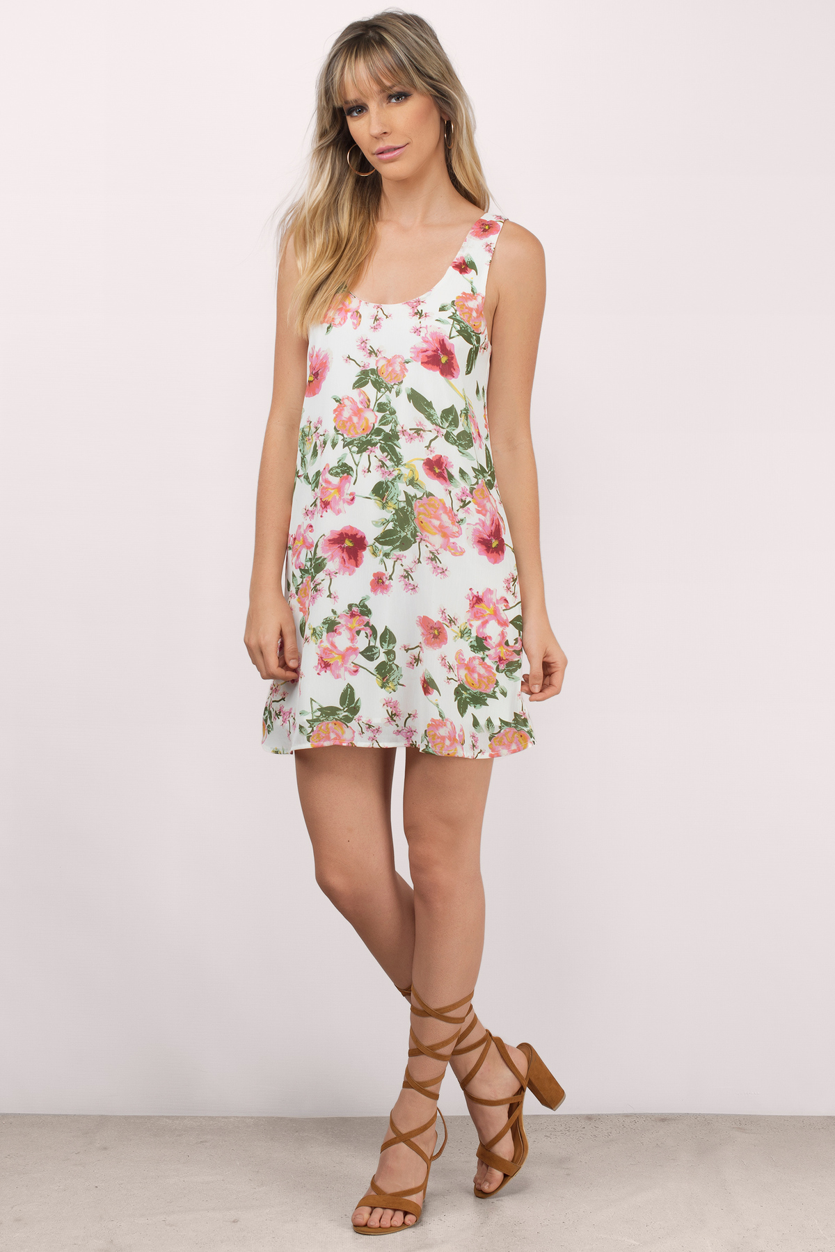 Full Bloom Floral Shift Dress in White Multi - $13 | Tobi US