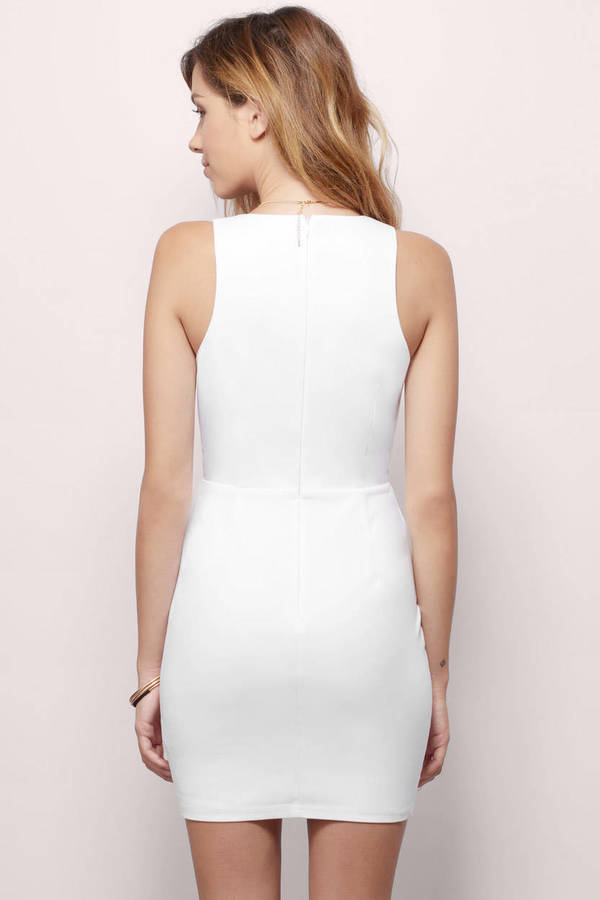 Sexy White Bodycon Dress - Plunging Dress - Bodycon Dress - $13 | Tobi US
