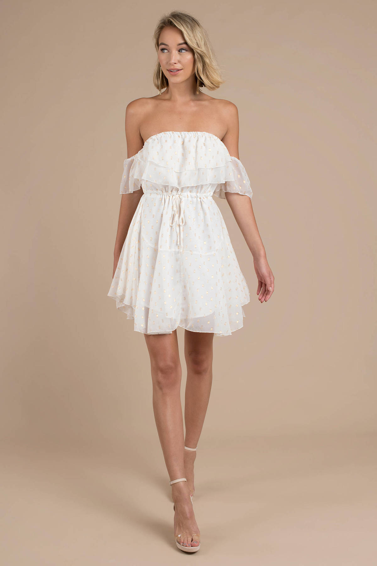 Zahara Off Shoulder Dress in White - $69 | Tobi US