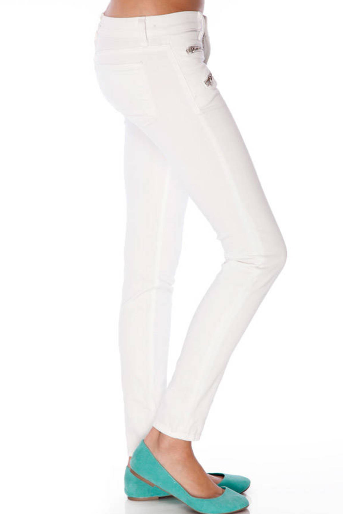 mid rise white skinny jeans