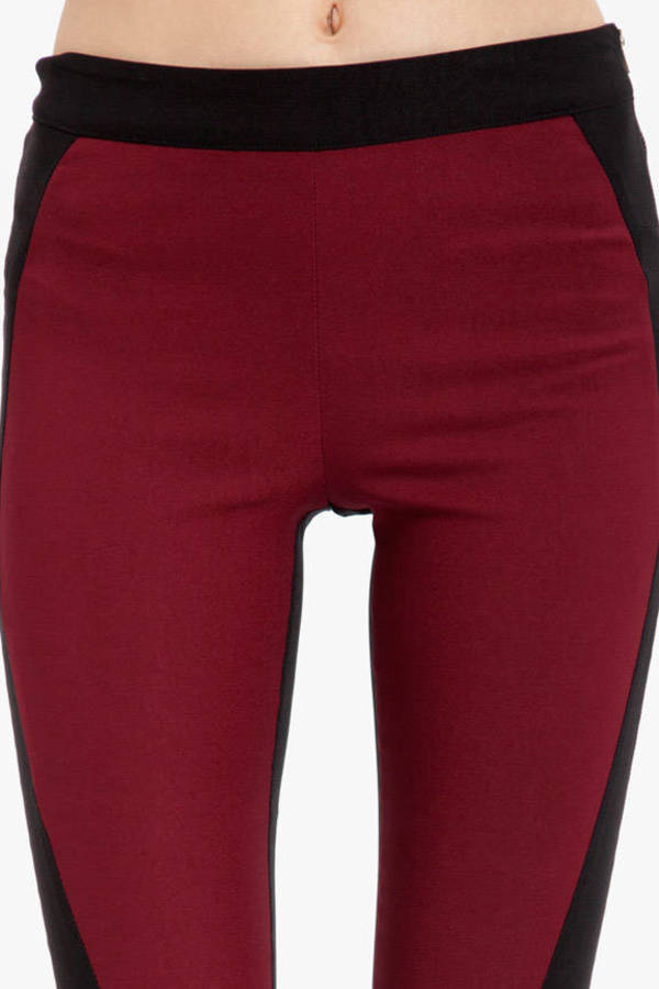 Contrast Color Leggings in Wine 52 Tobi US