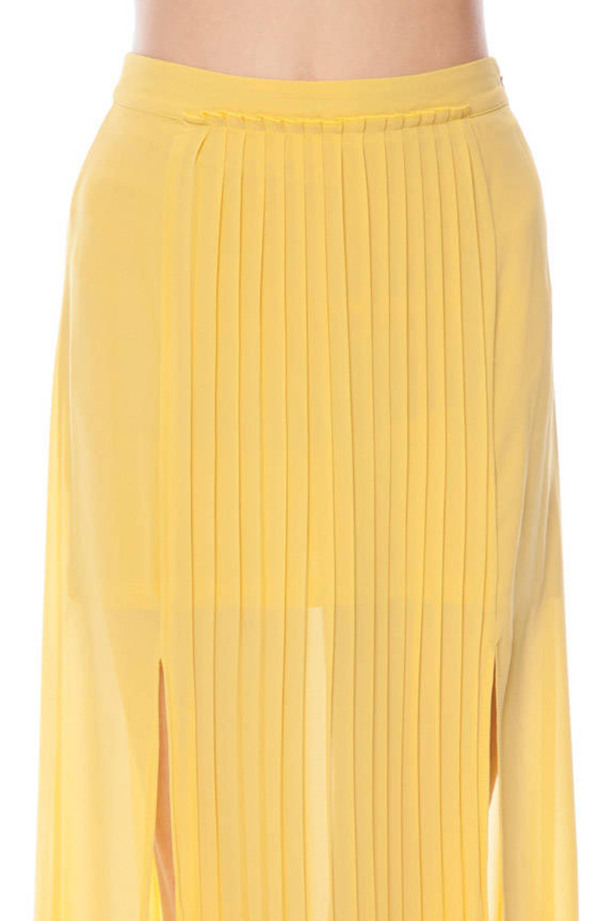 Pleated Maxi Skirt in Yellow - $20 | Tobi US