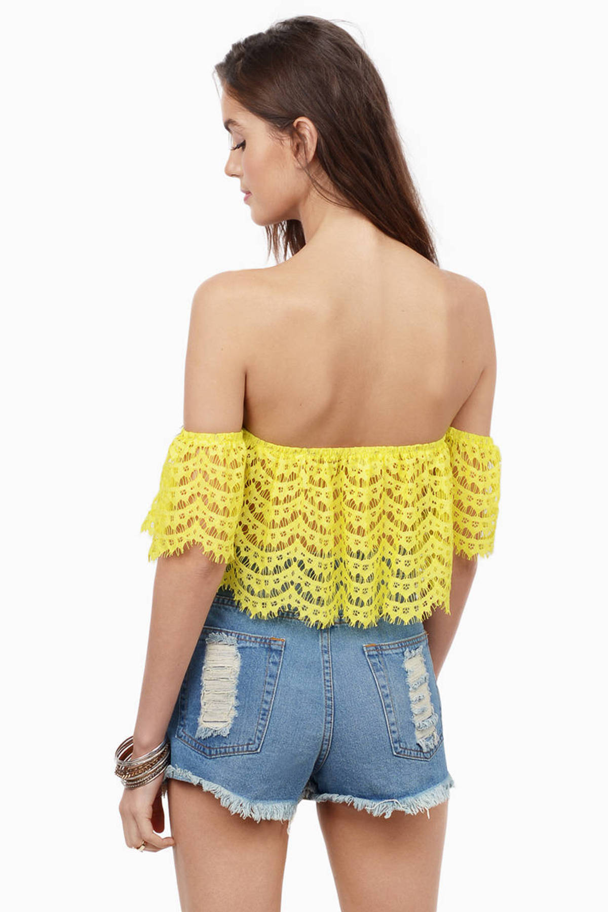 Yellow Crop Top Crochet Crop Top Off Shoulder Crop Top Yellow Top