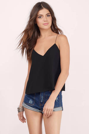 Black Tank Top - Black Top - Deep V Top - Black Tank - $15 | Tobi US