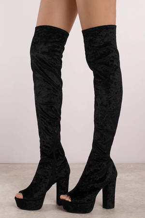 black velvet thigh boots