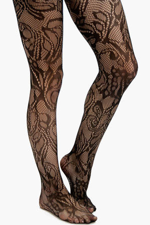 Floral Fishnet Tights in Black - $12 | Tobi US