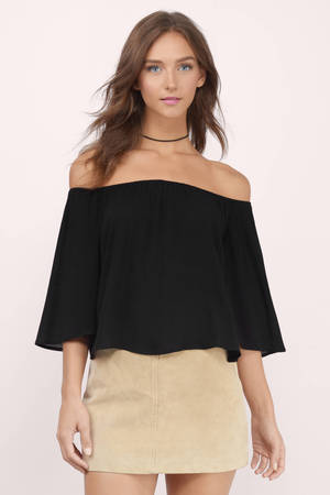 Cute Black Blouse - Off Shoulder Blouse - Black Blouse - $19 | Tobi US