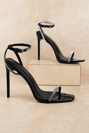black heel with rhinestones