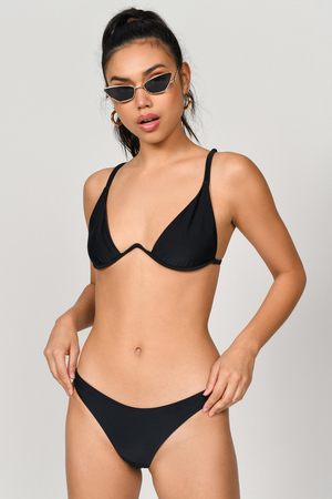 Backless Plain Mid-Rise Bikini For Women